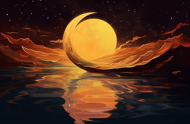 倒影中秋节中国风山水凉亭月亮插画,插画/手绘图,插画/手绘图库,插画/手绘图下载,插画/手绘